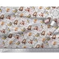 thumbnail image 2 of Soimoi Tissu Crêpe Polyester Hibou, Imprimé Animal Squirrel & Rabbit au Mètre 52 Pouces de Large, 2 of 3