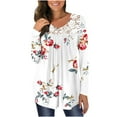 thumbnail image 5 of PATLOLLAV T-Shirt for Women 2022,Women's Loose Long Sleeve Print Tunic Tops Lace Panel Pleated T-Shirts Blouses, 5 of 6