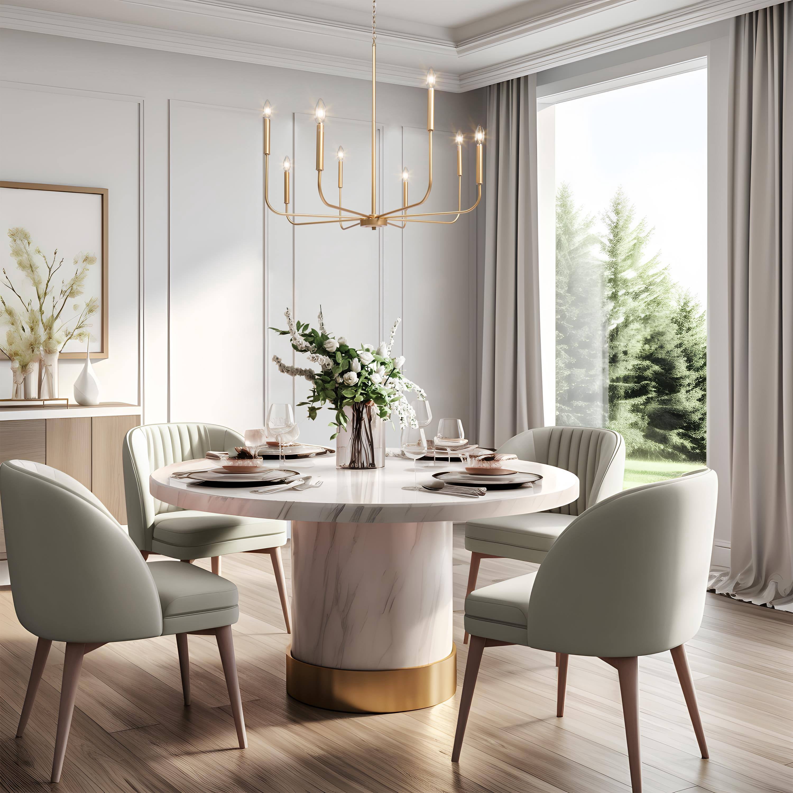 LNC Modern 8-Light Gold Chandelier withslim Arms, 32-Inch Largestatement Light for Dining Room