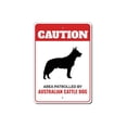 thumbnail image 1 of Señal de metal de precaución de perro pastor australiano patrullada por la perrera, tamaño de la pata canina: 8 x 12 pulgadas, 1 of 4