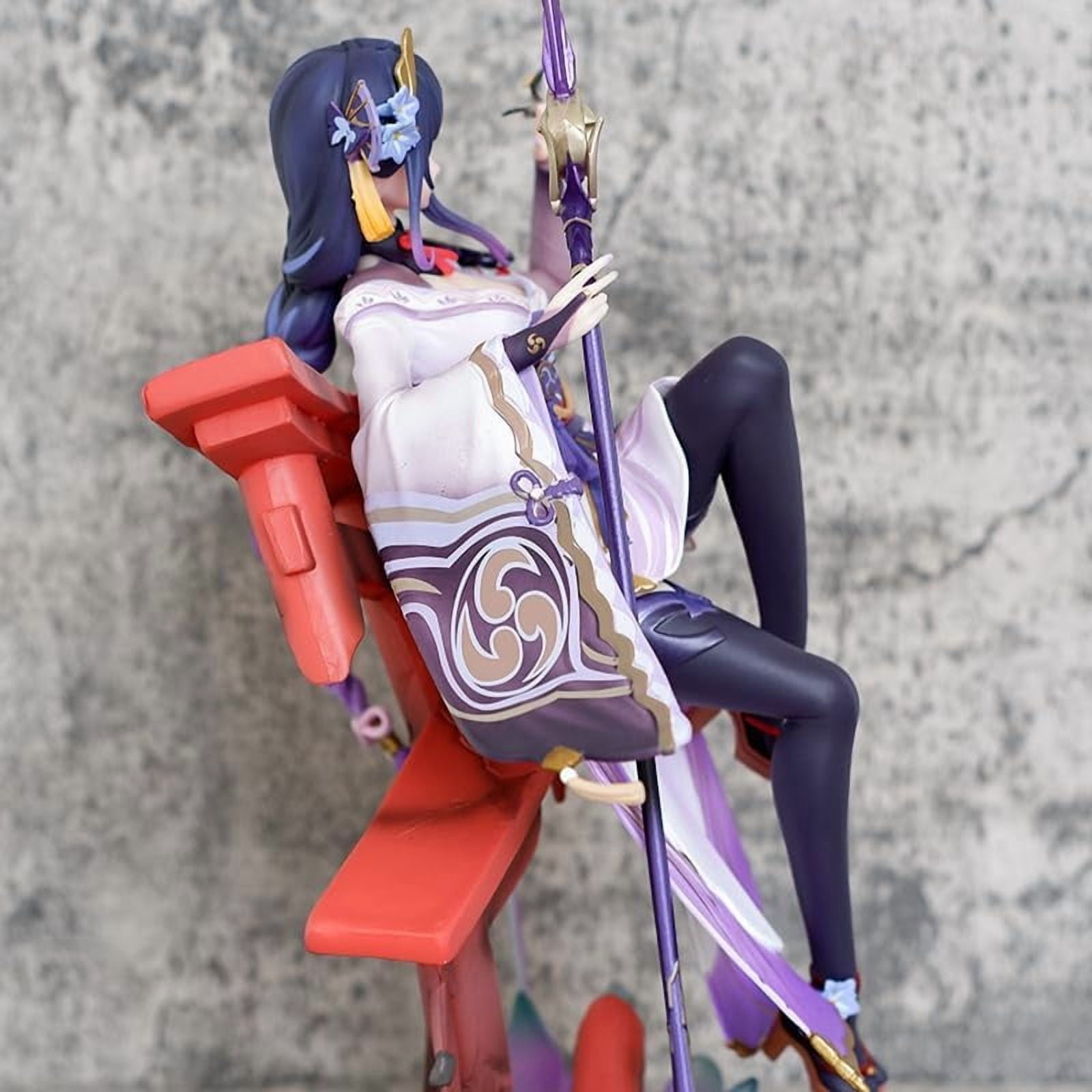 Raiden Shogun Figure Sitting Big Size Raiden Shogun Genshin Impact Anime Figures 35cm/13.8inch PVC Game Character Model Decoration Craft Gift