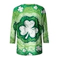 thumbnail image 5 of Xdegoge Saint Patricks Day Outfit Women 3/4 Sleeve Tie-Dye Shamrock T-Shirt with Silver Clover Center, Green & Blue Gradient, Funny St. Patrick's Shirts, 5 of 5