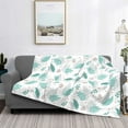 Matuu Leaf Print Green for Super Soft Flannel Blanket, Warm and Cozy