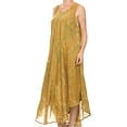 thumbnail image 4 of Sakkas Laeila Tie Dye Washed Long Sleeveless Tank Top Caftan Dress / Cover Up - Olive - One Size Regular, 4 of 5