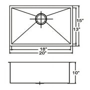 Noahs Collection Undermount Brushed Stainless Steel 20 in. 0-Hole Single Bowl Kitchen Sink