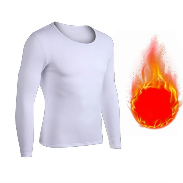 Miqool Chemise Thermique à Manches Longues pour Hommes sous-Vêtement Léger Col Rond en Molleton Couche de Base Douce