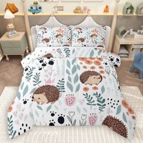 Homewish Cartoon Hedgehog 3-Piece Full Size Comforter Sets for Preppy Children Kids,Dreamy Princess Bedding Comforter Set,Kawaii Animal Lightweight Bedding Sets,Luxury Bedroom Decor,Reversible