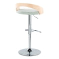 thumbnail image 4 of LumiSource Grotto Barstool Set (2) - Adjustable Height, Swivel, Chrome/Wood/Green Fabric, Modern Design, Indoor Use, Kitchen &amp; Bar Seating, 4 of 6