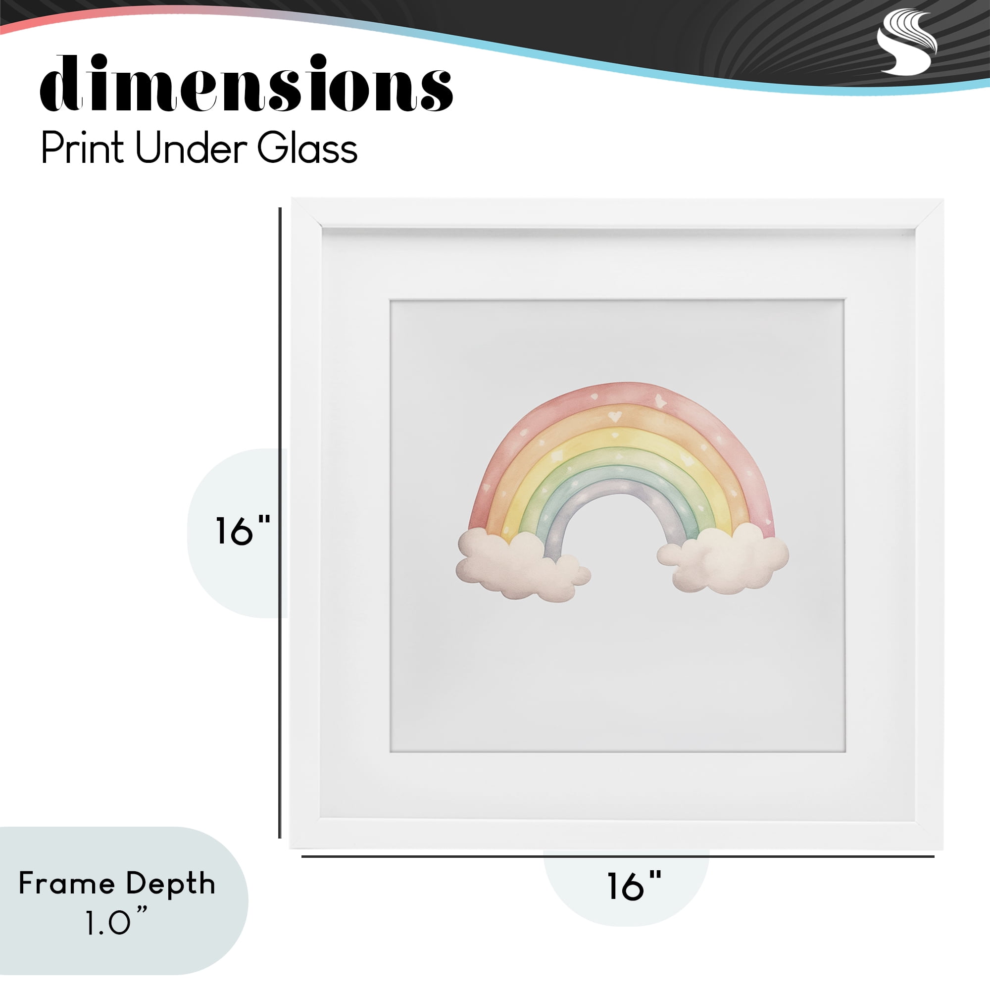 Stupell Industries Dreamy Pastel Rainbow with Clouds White Framed Print Under Glass, design by Karen Smith