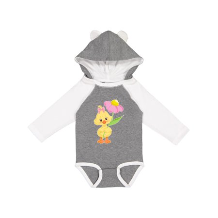 

Inktastic Cute Easter Chick with Pink Flower Gift Baby Boy or Baby Girl Long Sleeve Bodysuit