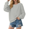 thumbnail image 2 of Lightweight Fall Basic Sweatshirts for Women 2025 Long Sleeve Crewneck Relaxed Fit Plain Sweatshirt Pullover Tops, 2 of 5