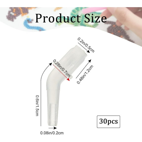 1 bag 10pcs Single Placer Angled Tip Diamond Pen Painting Drill Pen Tips White Plastic Replacement Pen Heads Tools