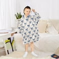 thumbnail image 5 of Wearable Blanket Hoodie for Kids Watercolor Blue Bow Flannel Hooded Blanket with Pockets and Sleeves Suitable for Boys and Girls, 5 of 7
