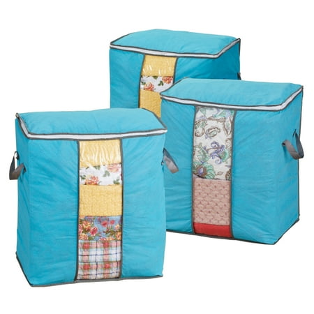 UPC: 0191121285664 | Collections Etc Anti Dust Storage Bags with Handles & All-around Zipper – Set of 3 – Easy Loading Clear-view Window – Great for Off-Season Storage Clothing Bedding Blankets – 17 x 11 x 19