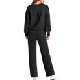 thumbnail image 3 of felwors Womens 2 Piece Outfits 2025 Fall Long Sleeve Sweatshirt Wide Leg Pants Lounge Sets Winter Sweatsuits Tracksuit Black, L, 3 of 5