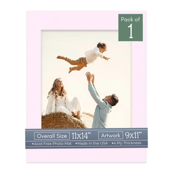Hollyhock Pink Picture Frame Mat for 11x14 Frames - Fits 9x11 Photos - 1 Mat