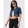 thumbnail image 3 of DARING DIVA Women's Collared Frayed Jean Denim Crop Jackets XL Blue, 3 of 6