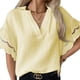 thumbnail image 1 of Top de manga corta para mujer, camisa informal para mujer, camisa informal en V para mujer, camisa de encaje para mujer confeccionada con cuidado, 1 of 5