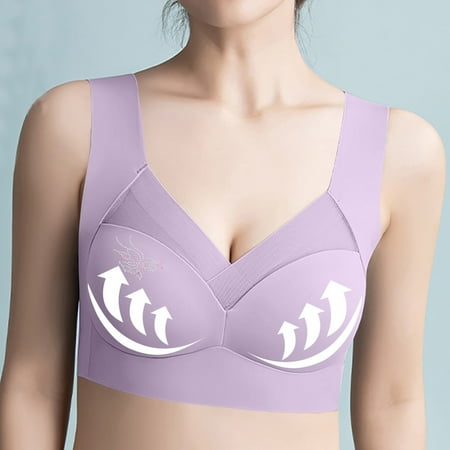 Juslio Minimizer Bras for Women Athletic Lace Wirefree Solid Vest Breasted Bra
