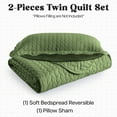 thumbnail image 4 of Ameha 3 Piece Quilt Set Chevron Embossed Bedspread Reversible Ultrasoft Microfiber Adult Bedding Olive Green Color King, 4 of 9