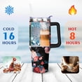 thumbnail image 4 of 40oz Pioneer Tumbler with Handle Lid and Straw,Colorful Floral Tumblers Gifts for Women Girls Men Adults（Black）, 4 of 7