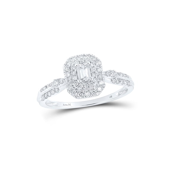 Diamond Queen 14kt White Gold Womens Emerald Diamond Fashion Ring 1/2 Cttw