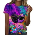 thumbnail image 2 of Gamivast Women Carnival Shirt Plus Size 3/4 Sleeve V Neck Sequin Mardi Gras Tops Casual Loose Button Tunic Blouses Happy Mardi Gras Day T-Shirt, 2 of 6