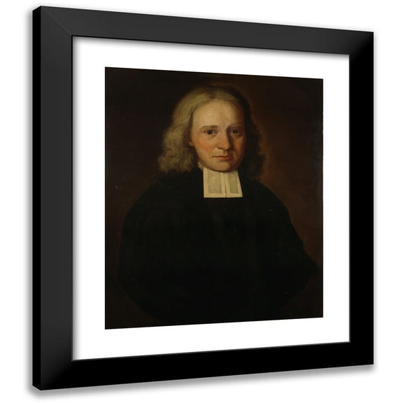Pierpont Limner 12x14 Black Modern Framed Museum Art Print Titled - Reverend James Pierpont (1711)