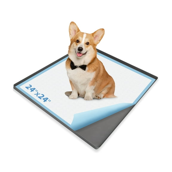 PayUSD Puppy Pad Holder 24 x 24 inches, Silicone No Spill Raised Lip High Edge Pee Pad Holder for Dogs, Gray Leak-Proof Potty Tray Dog Mat