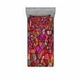 thumbnail image 2 of Abstract Bedding Set with Sheet & Covers, Mosaic Style Stained Glass Fractal Colorful Geometric Triangle Forms Image, Printed Bedroom Decor 2 Shams, 4 Sizes, Multicolor, by Ambesonne, 2 of 3