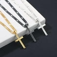 thumbnail image 5 of Miren S925 Sterling Silver Cross Pendant Cross Necklace for Men, Mens Cross Necklace 18K Gold Plated Silver Black Figaro Chain Necklace for Men Women 16 18 20 22 24 Inch Cross Necklace, 5 of 7