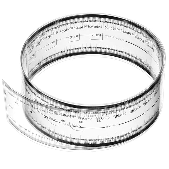 Uxcell Film Flexible Ruler 100cm 0.1mm Scale with R Angle and Width Lines Clear PET Plastic Folding Straight Ruler for Factory, Transparent, 1 Pcs