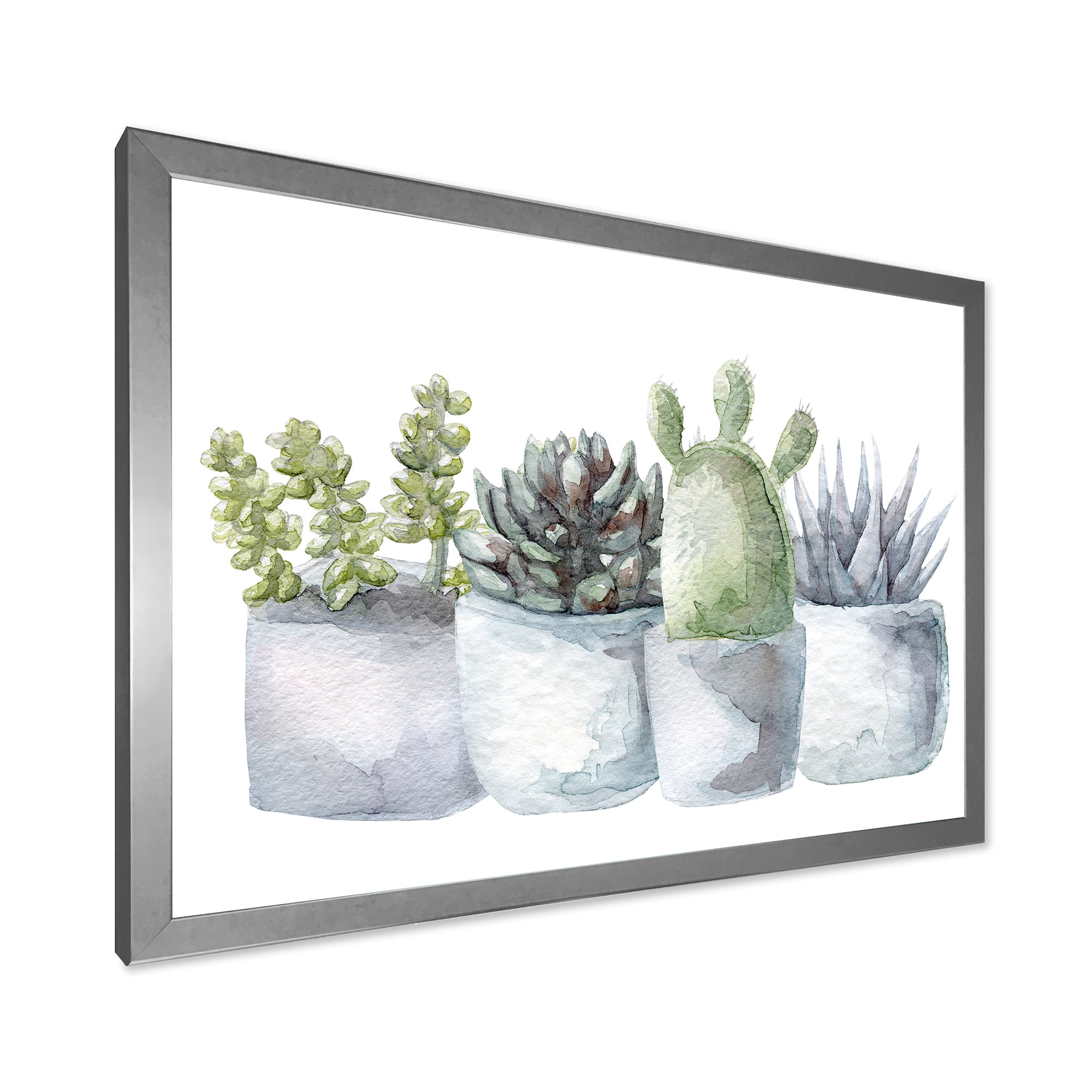 Designart 'Succulent and Cactus House Plants I' Farmhouse Framed Art Print