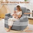 thumbnail image 3 of BaseBeauty 26" Swivel Electric Recliners, Swivel Rocker Recliner with Cup Holders and Storage, Nursery Recliner Glider Chair with Adjustable Headrest, White, 3 of 8