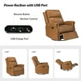 thumbnail image 3 of Genuine Leather Power Swivel Rocking Recliner Chair Set of 2 with USB Nailhead Trim for Living Room Bedroom Home Theater Camel, 3 of 9