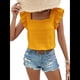 thumbnail image 4 of Top de Mujer con Cuello Cuadrado y Volantes de Corta Amarillo M, 4 of 10