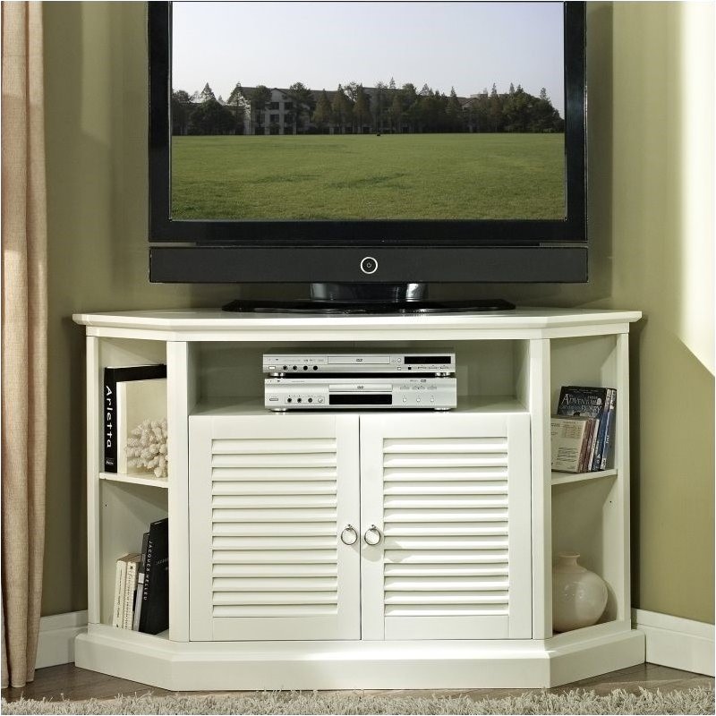Pemberly Row 52" Wood Corner TV Console in White