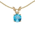 thumbnail image 1 of 14k Yellow Gold Round Blue Topaz Pendant with 18" Chain, 1 of 4