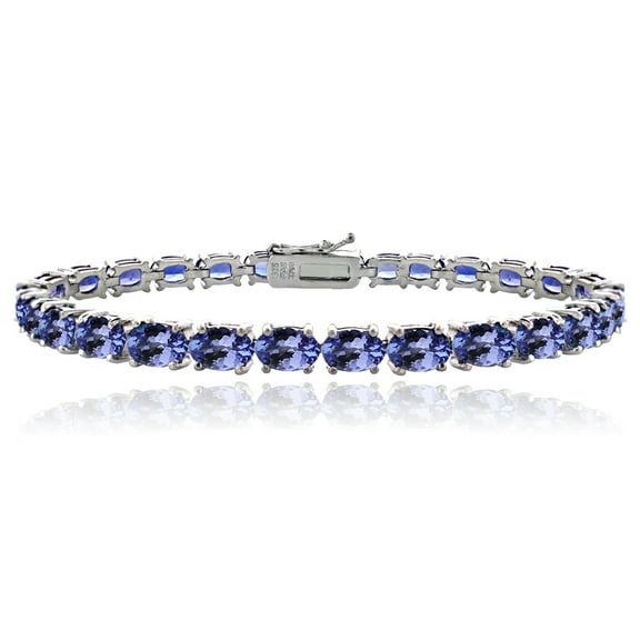 Sterling Silver 16ct Tanzanite Oval-Shape Tennis Bracelet