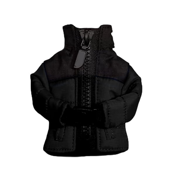 Injueey Llavero creativo en miniatura con forma de chaqueta de plumas, divertido y único colgante para accesorios de invierno. Llavero Almacenamiento y organización del hogar negro