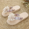 thumbnail image 6 of Women's Flower Appliques Flip Flops Boho Open Toe On Flat Sandals Beach Vacation Slippers, 6 of 9