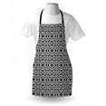 thumbnail image 4 of Abstract Apron, Retro Times Themed Monotone Pattern of Circular and Drop Shapes Print, Unisex Kitchen Bib with Adjustable Neck for Cooking Gardening, Adult Size, Charcoal Grey and White, by Ambesonne, 4 of 4