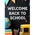 thumbnail image 4 of Welcome Back to School Banner Colorful Bus Crayons Globe Background Backdrop Classroom Supplies Decorations Party School Event Classroom Decor, 4 of 4
