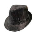 thumbnail image 3 of Sombreros de sol creativos Fedora con lentejuelas para viajes, juegos de rol, presentaciones en escenario al libre Negro, 3 of 8