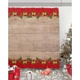 thumbnail image 5 of Christmas Shower Curtain Wood Grain Shower Curtains for Bathroom Decor Pine Cones Holly Leaf Golden Bell Christmas Decoration Bath Curtains Sets with Hooks Waterproof, 36x72 in, 5 of 6