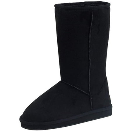 Womens Boots Mid Calf 12" Australian Classic Tall Faux Sheepskin Fur 4 Colors,7 Black HS001