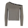thumbnail image 4 of DAFPZW Women One Shoulder Top Striped Long Sleeve Shirts Tight Fitted Going Out Dressy Tops Tees Y2k Outfits, 4 of 7