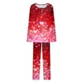 thumbnail image 5 of CZHJS Valentine's Day Pajamas for Women Set Long Sleeve Festival Party Holiday Loungewear Matching Outfits Womens Pajama Wide Leg Pants and Scoop Neck Shirts Sets&nbsp; 2 Piece Pj Sets Plus Size, 5 of 7