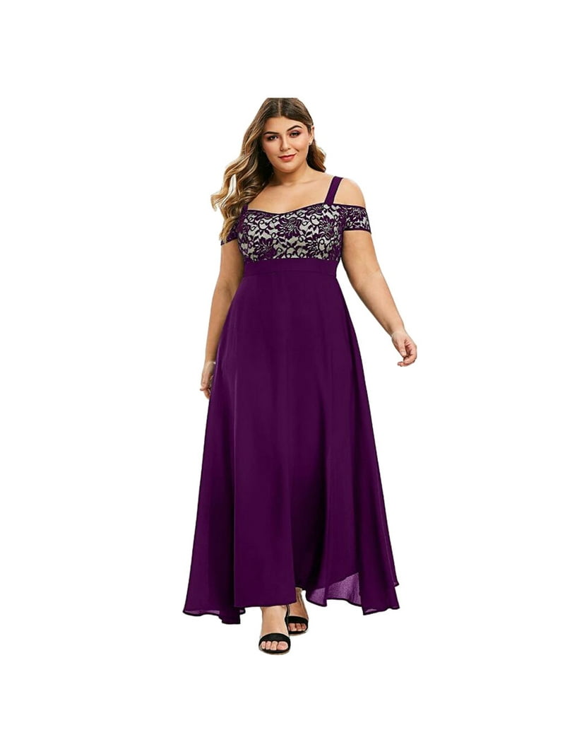 Hellobye〗Women Plus Size Cold Shoulder Floral Maxi Party Evening Camis Long Dress - Walmart.com