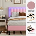 thumbnail image 6 of 4 Ever Twin Size Upholstered Bed with LED Light Headboard, Pink, 6 of 7